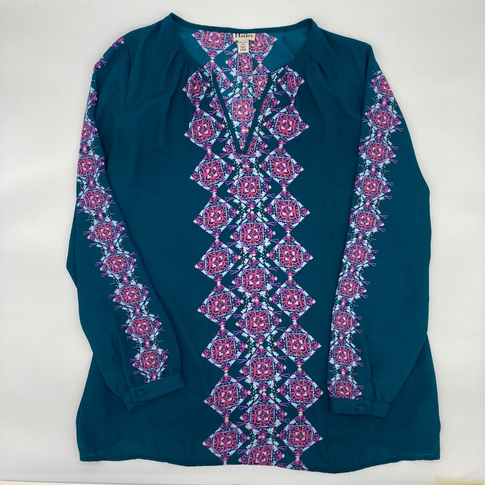 Hatley Long Sleeve Split Neck Blouse, Small